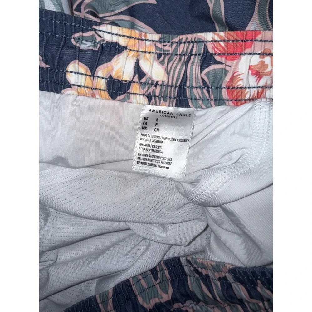 American Eagle Mens Navy Floral Swim Trunks Tropical Hibiscus Board Shorts Small